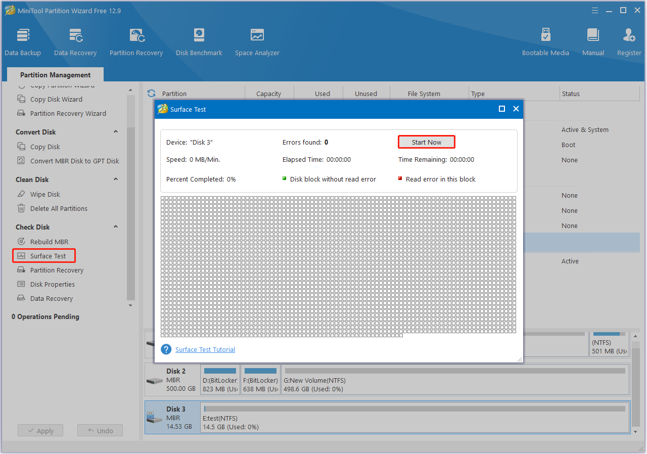 check SD card using MiniTool Partition Wizard