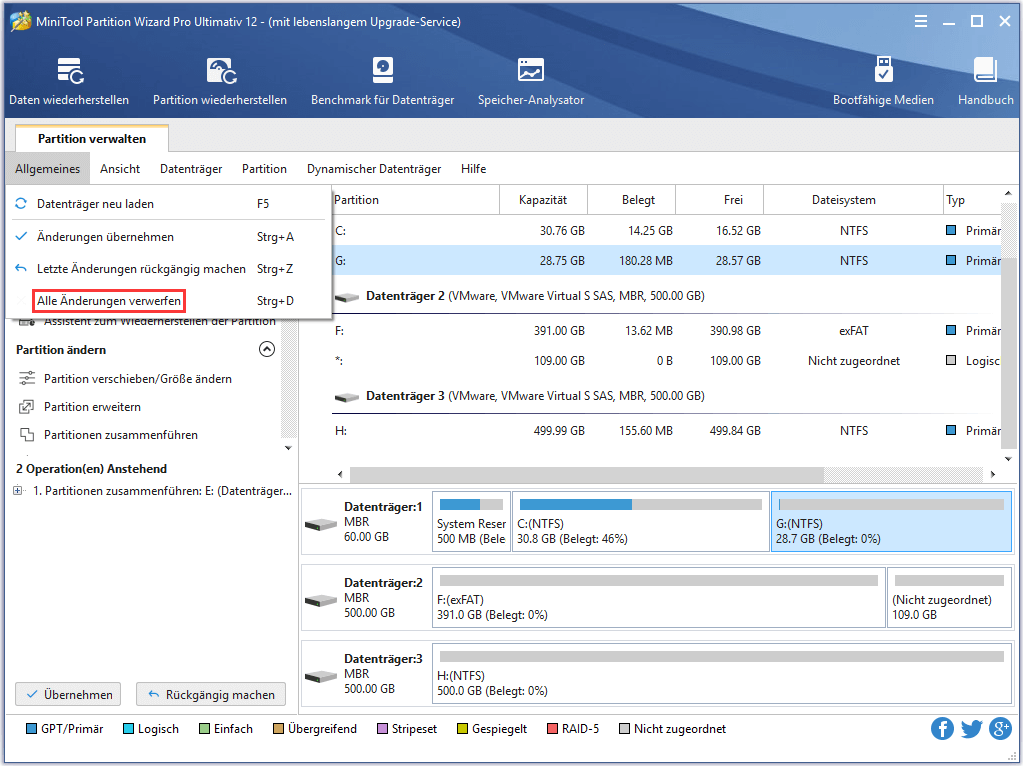 Wie werden alle Änderungen verworfen | MiniTool Partition Wizard Tutorium