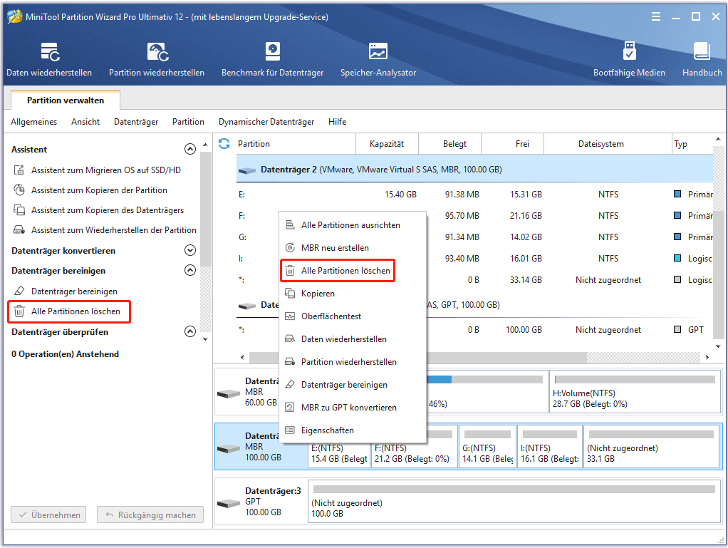So löschen Sie alle Partitionen | Anleitung von MiniTool Partition Wizard