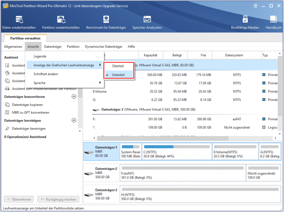 Anzeige der grafischen Laufwerksanzeige des Partition-Managers | MiniTool Partition Wizard Tutorium