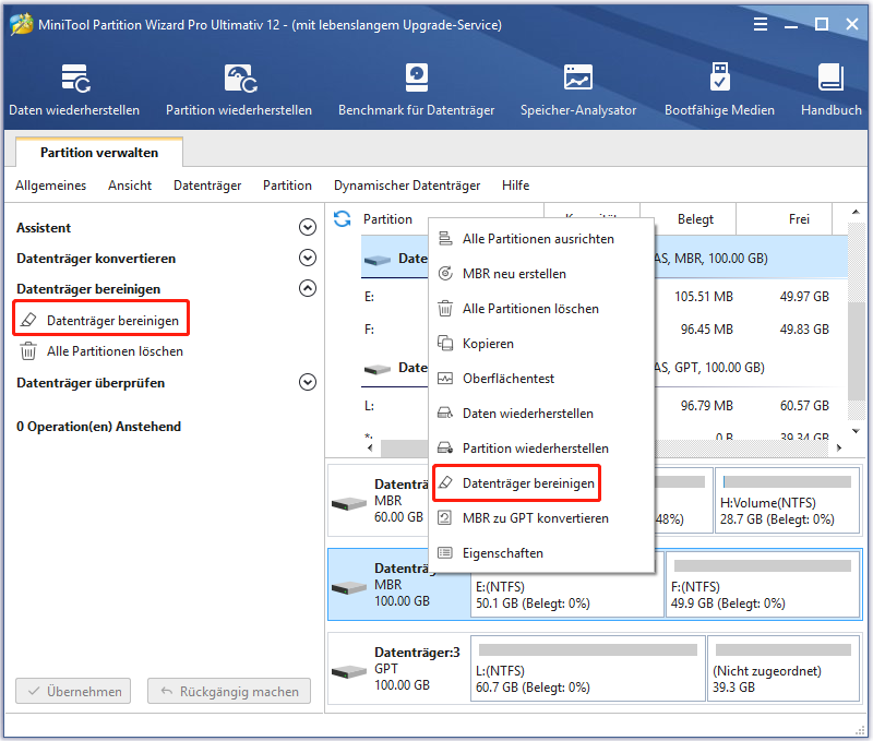 So bereinigen Sie einen Datenträger | Anleitung von MiniTool Partition Wizard