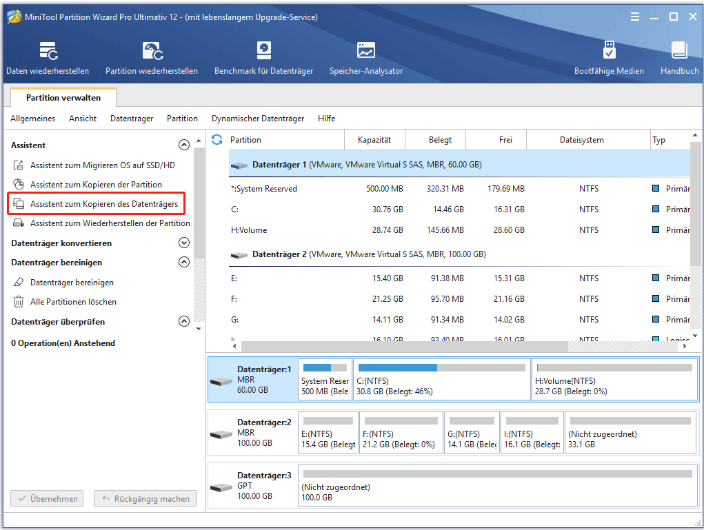 Assistent zum Kopieren des Datenträgers auf Partitionsmanager – Partition Wizard