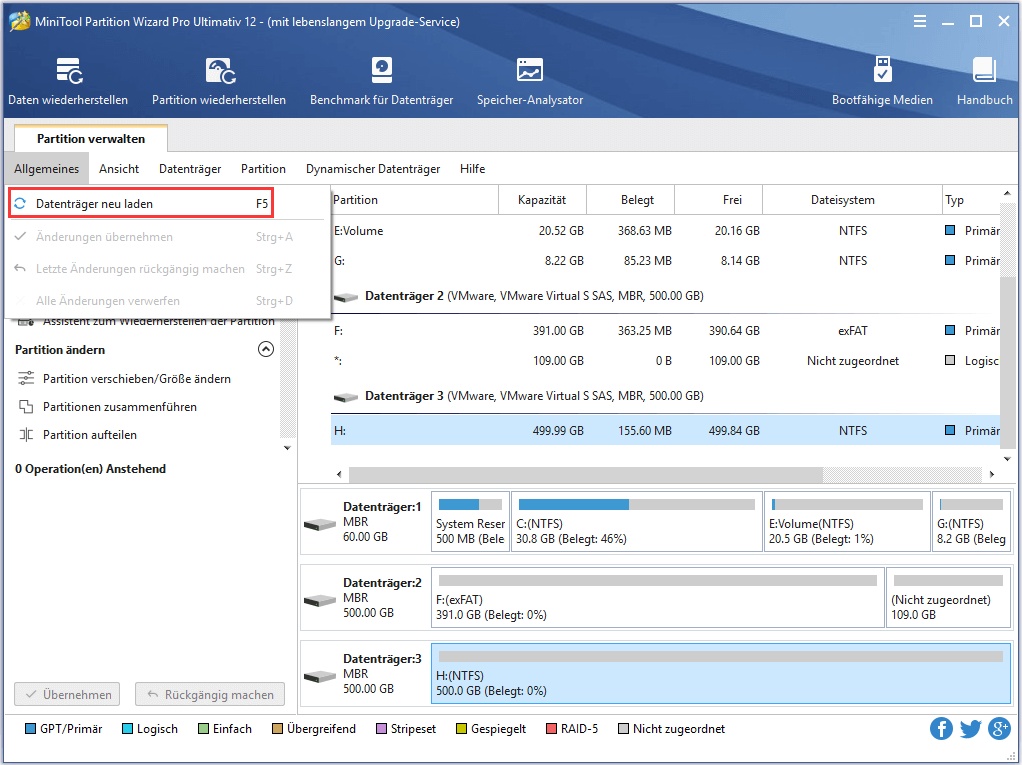 Wie werden Datenträger neu geladen | MiniTool Partition Wizard Tutorium