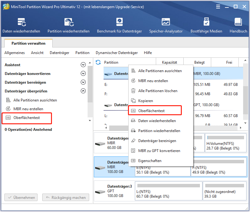 So machen Sie den Datenträgeroberflächentest | Anleitung von MiniTool Partition Wizard