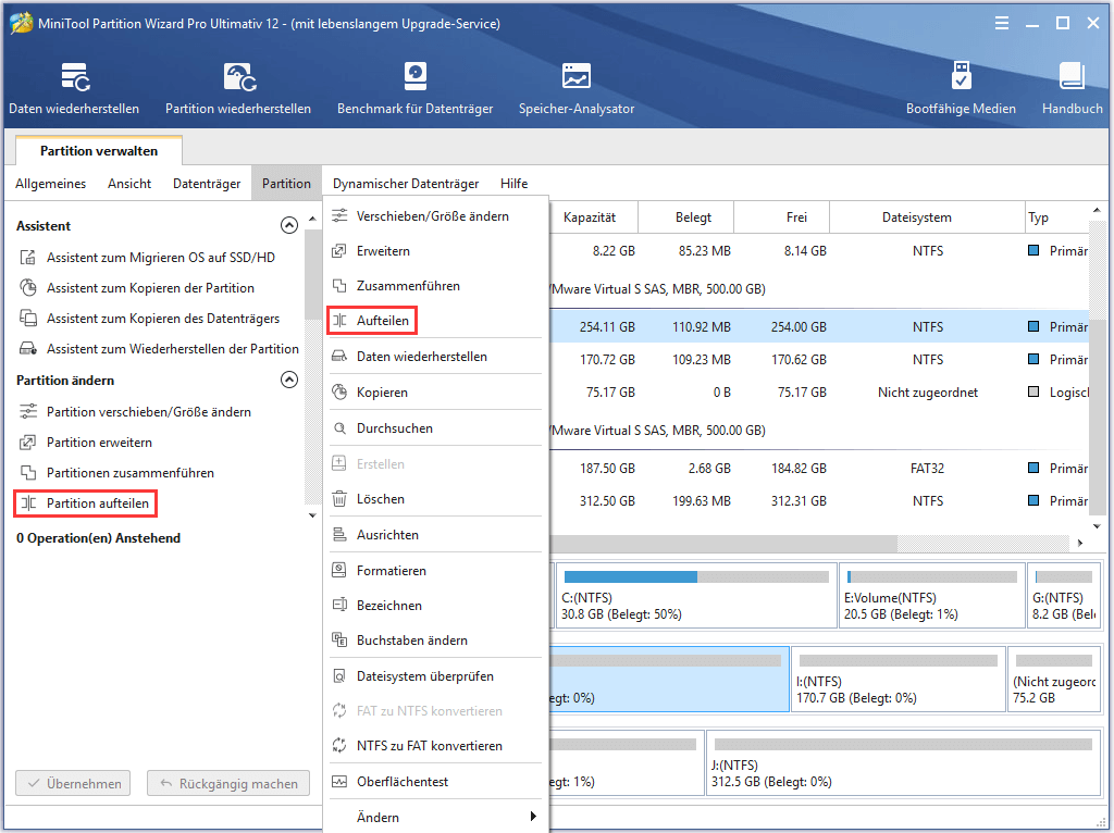 So teilen Sie eine Partition auf | Anleitung von MiniTool Partition Wizard