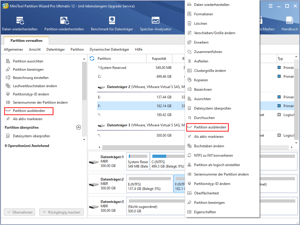 So blenden Sie eine Partition aus/ein | Anleitung von MiniTool Partition Wizard