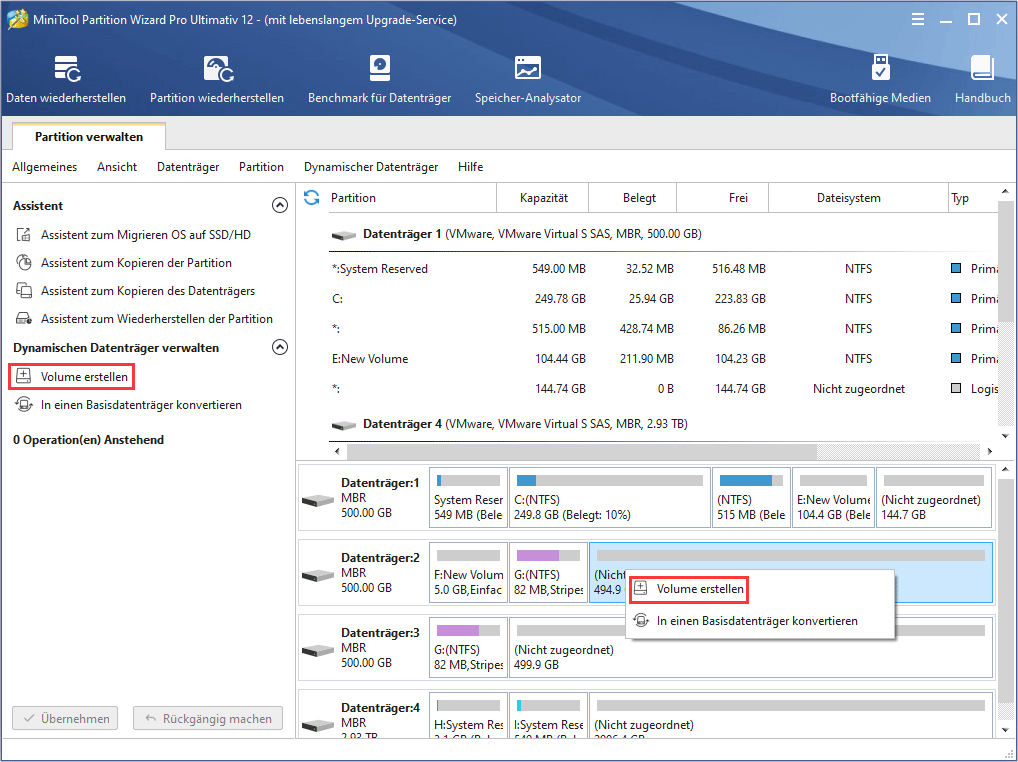 So erstellen Sie ein Volume | Anleitung von MiniTool Partition Wizard