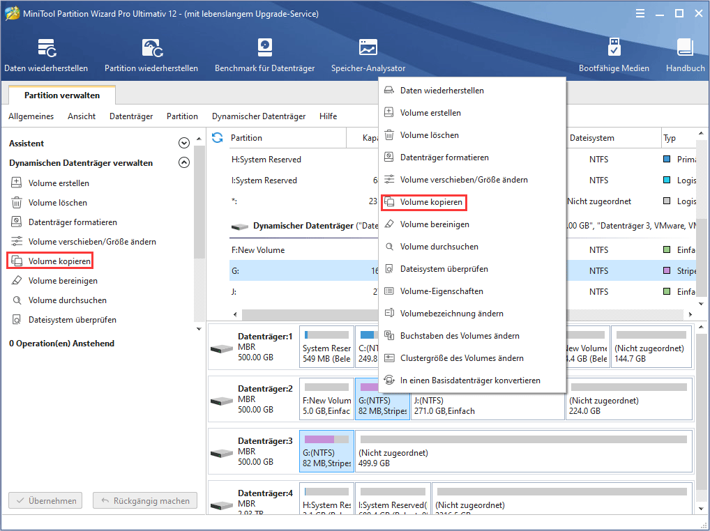 So kopieren Sie ein Volume | Anleitung von MiniTool Partition Wizard