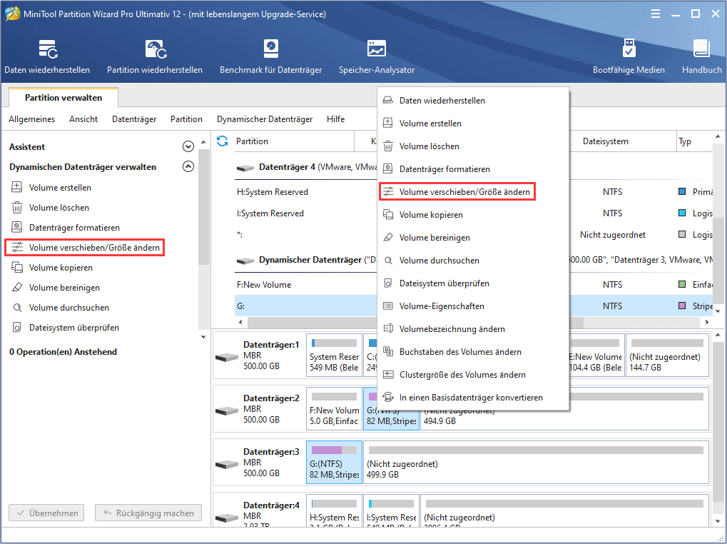 So verschieben Sie ein dynamisches Volume oder ändern Sie die Volumegröße | Anleitung von MiniTool Partition Wizard