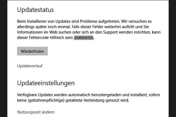 7 Lösungen zur Behebung des Windows 10 Update Fehlers 0x8024a105