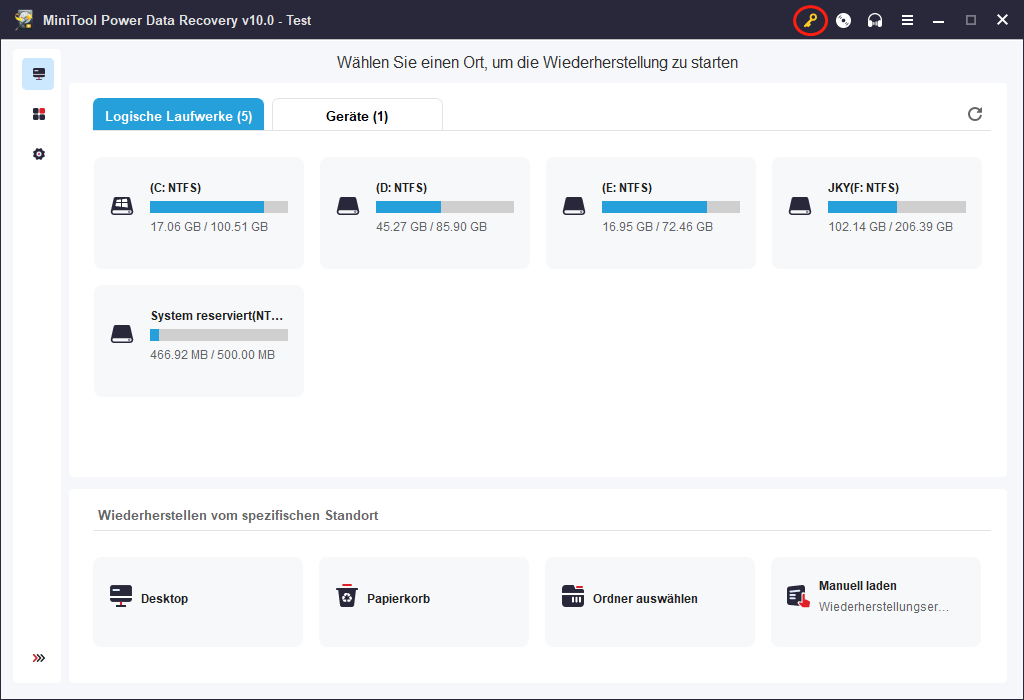 Online/Offline-Registrierung von MiniTool Power Data Recovery