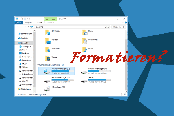Wie man Laufwerk C in Windows 10 formatieren kann
