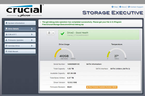 Was können Sie mit Crucial Storage Executive tun?