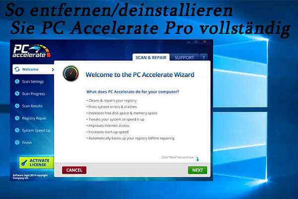 So entfernen/deinstallieren Sie PC Accelerate Pro vollständig