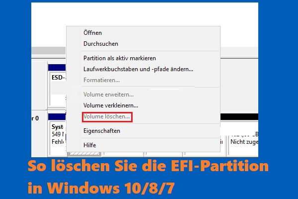 So löschen Sie die EFI-Partition in Windows 10/8/7