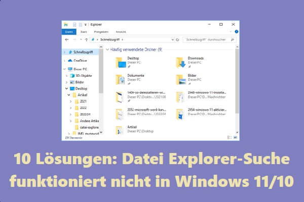 10 Lösungen: Datei Explorer-Suche funktioniert nicht Windows 11/10