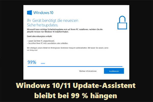 Windows 10/11 Update-Assistent bleibt bei 99 % hängen