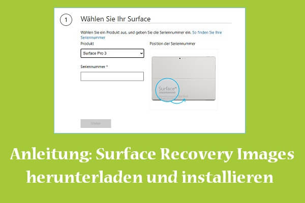 Anleitung: Surface Recovery Images herunterladen und installieren