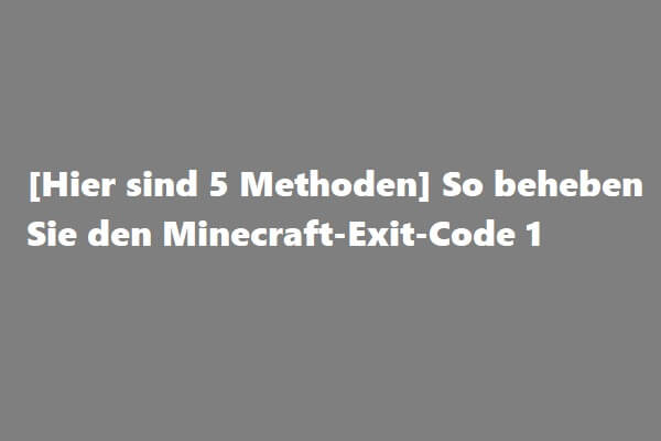 [Hier sind 5 Methoden] So beheben Sie den Minecraft-Exit-Code 1