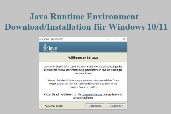 Java Runtime Environment Download/Installation für Windows 10/11