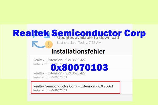 Realtek Semiconductor Corp. – Fehler bei der Installation der Erweiterung