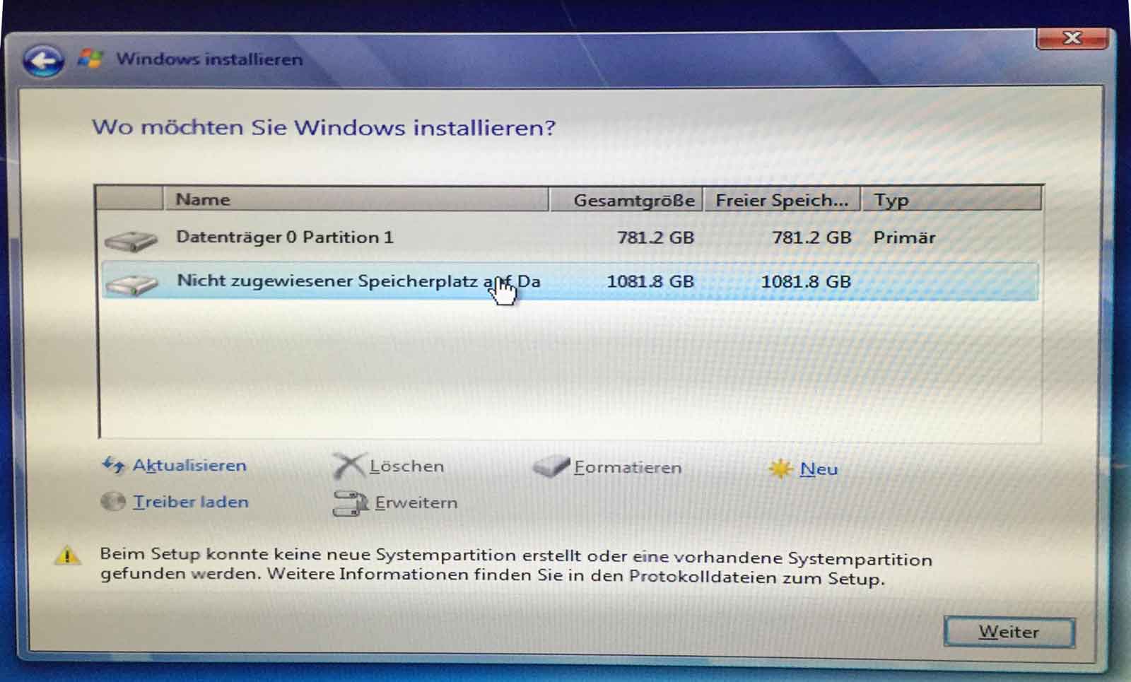 Datenträger nicht erkennbar