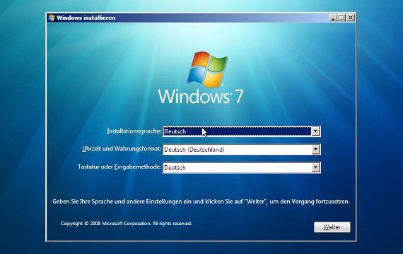 Windows 7 installieren
