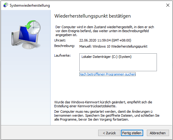 Windows 10 Systemwiederherstellung