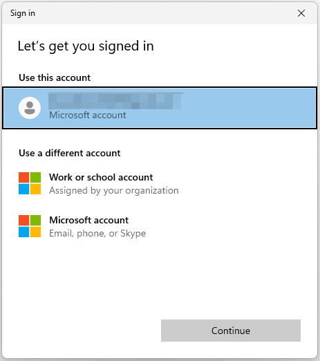 Melden Sie sich mit Ihrem Microsoft-Konto an