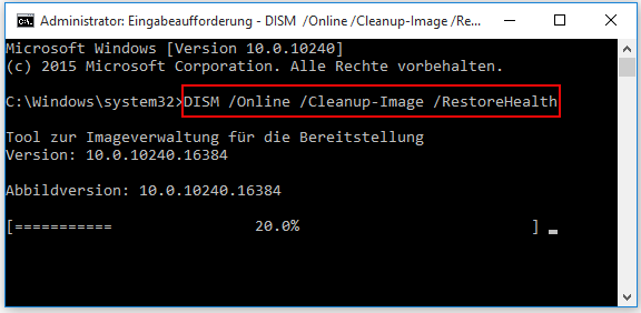 Befehl DISM /Online /Cleanup-Image /RestoreHealth
