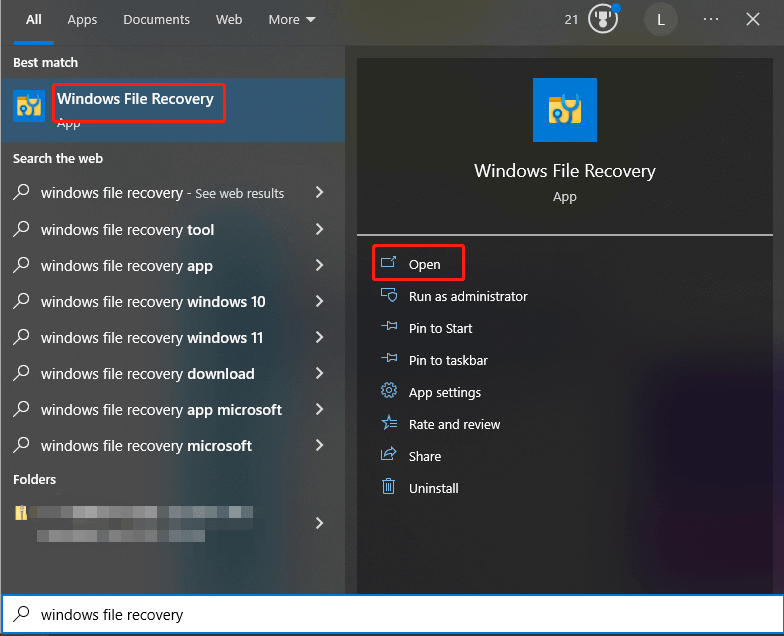 Windows File Recovery Öffnen