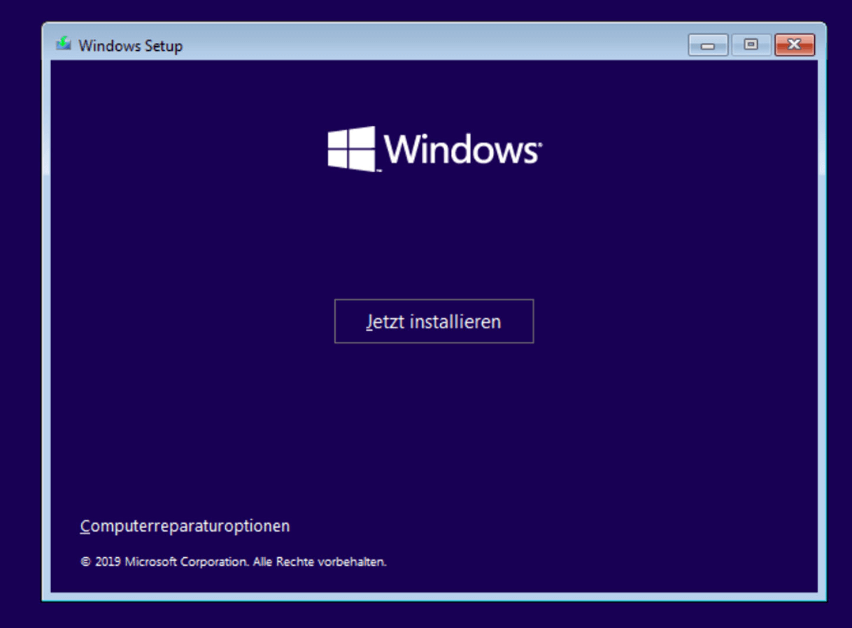 Windows im Setup neu installieren