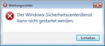 Der Windows-Sicherheitsdienst kann nicht gestartet werden