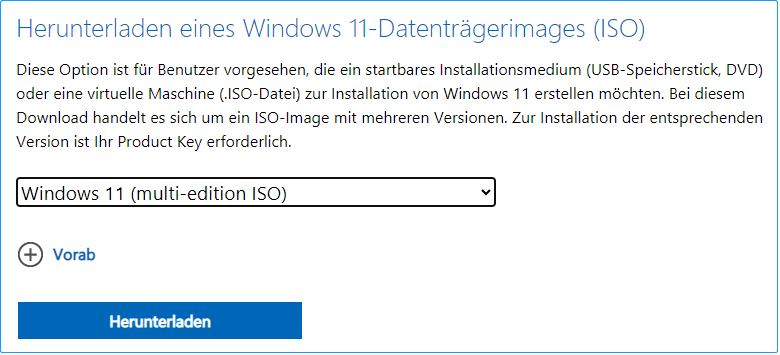 Windows 11-Datenträgerimages herunterladen