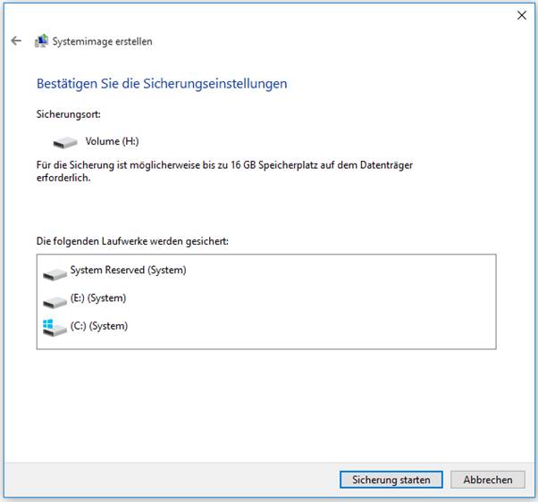 Starten Sie die Sicherung mit Sichern und Wiederherstellen Windows 7