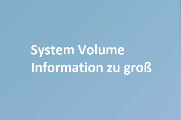 Wie behebt es, dass System Volume Information zu groß ist? 4 Wege