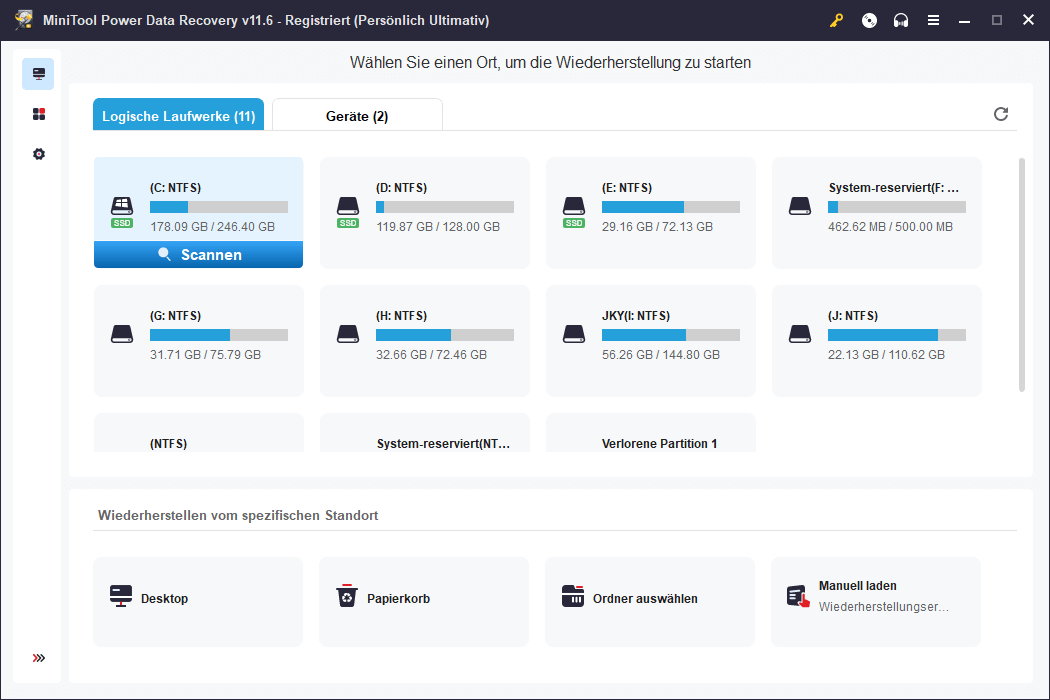 Klicken Sie auf Scannen