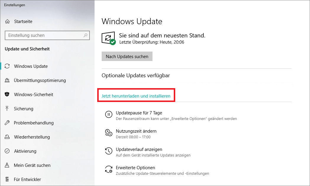 Windows Update jetzt herunterladen und installieren