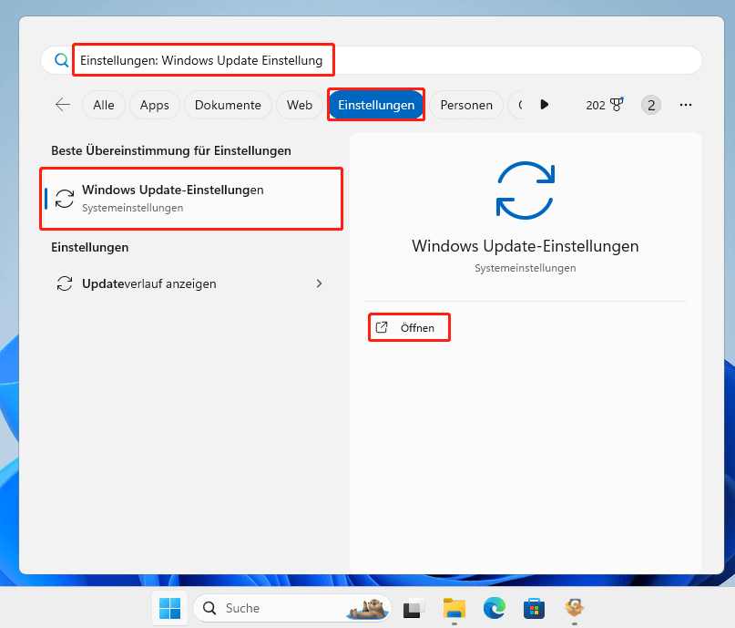 Suchen Sie nach Einstellungen unter Windows 11