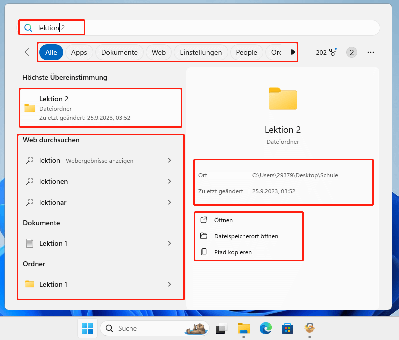 Suchen Sie nach Dateien unter Windows 11