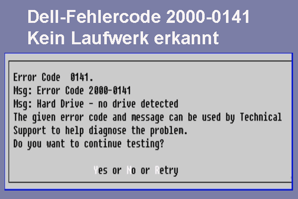 Wie kann man den Dell-Fehlercode 2000-0141 – Kein Laufwerk erkannt?