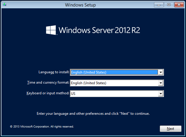 Windows Server 2012 Setup