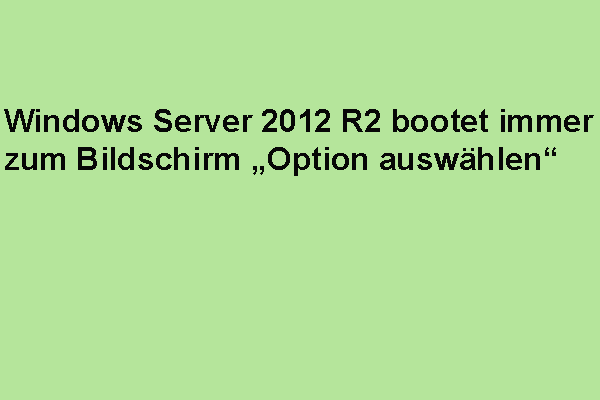 Windows Server 2012 R2 startet immer zum Bildschirm Option auswählen