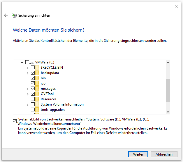 mit Sichern und Wiederherstellen (Windows 7) sichern
