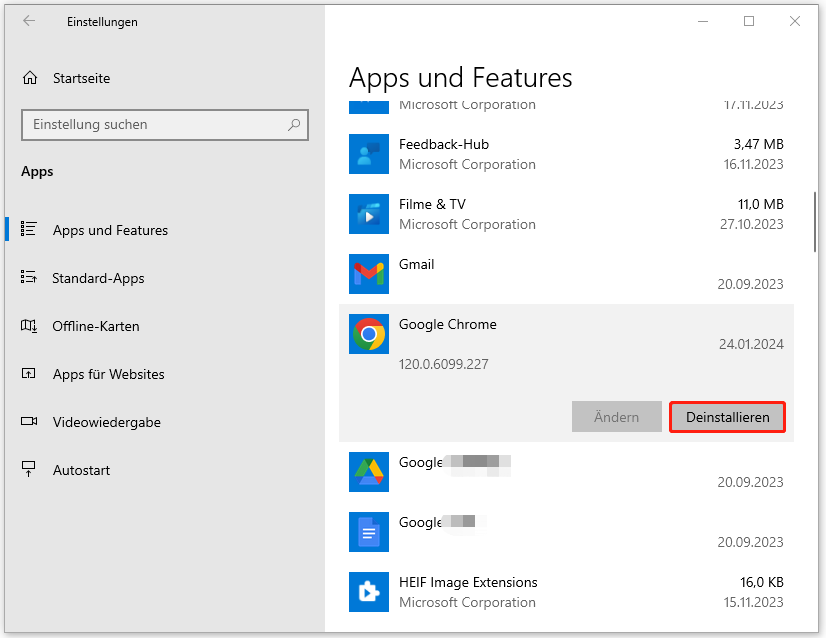 Chrome deinstallieren