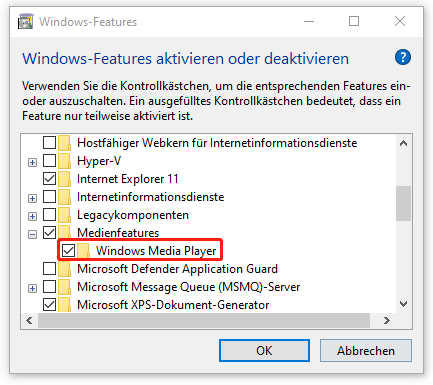 Windows Media Player aktivieren