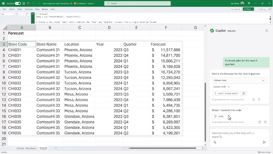Copilot in Excel verwenden