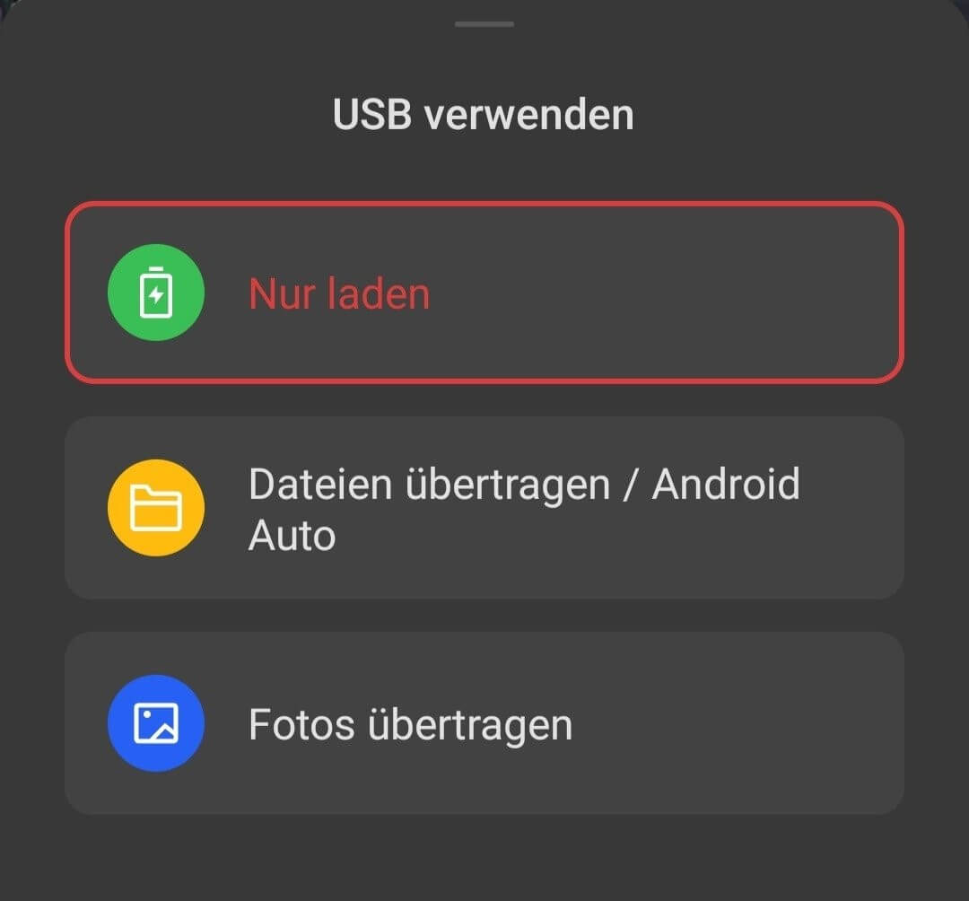 Wählen Sie Dateien übertragen/Android Auto