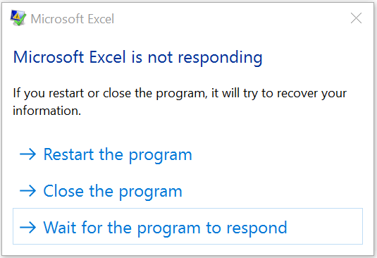 Microsoft Excel reagiert nicht