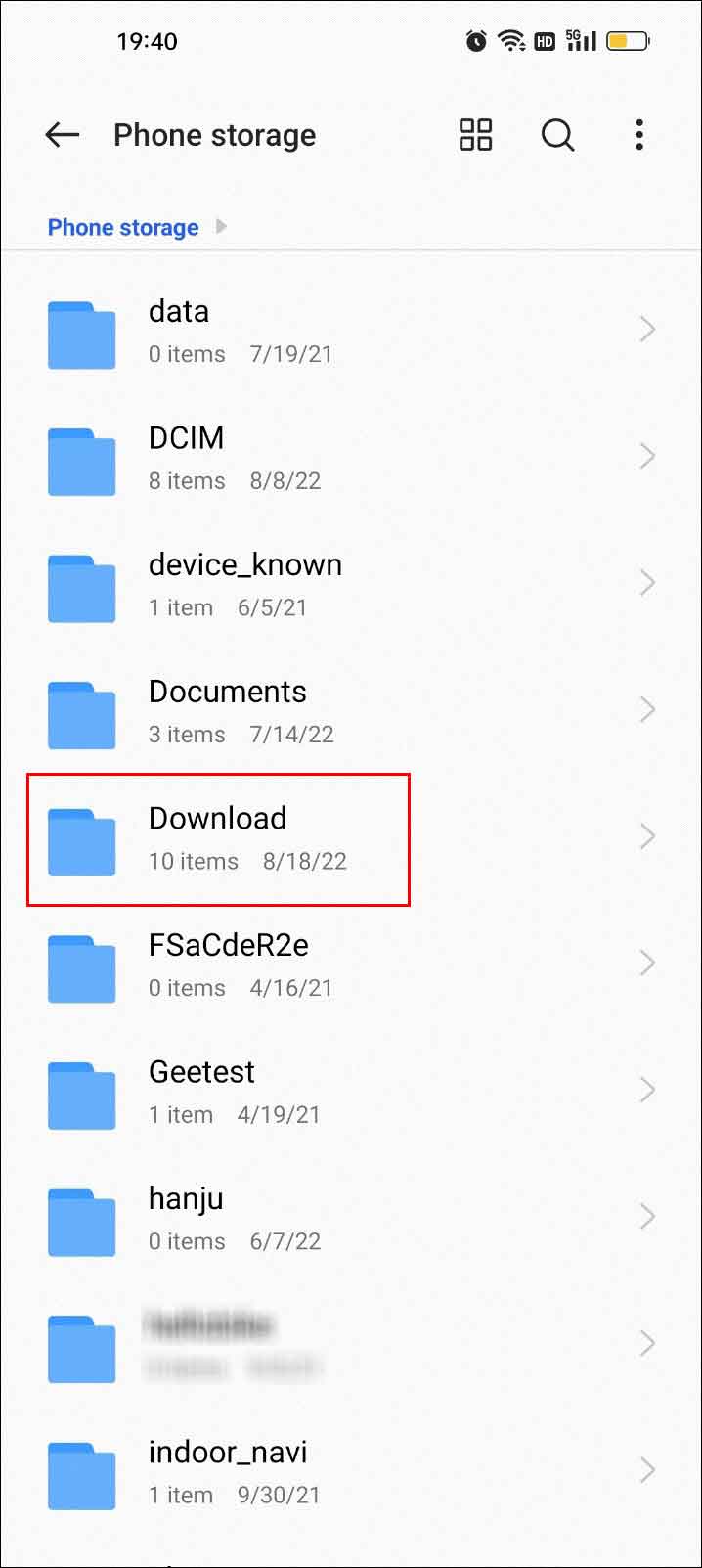 Auf den Ordner Download klicken